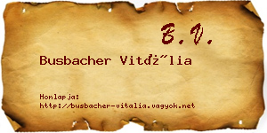 Busbacher Vitália névjegykártya